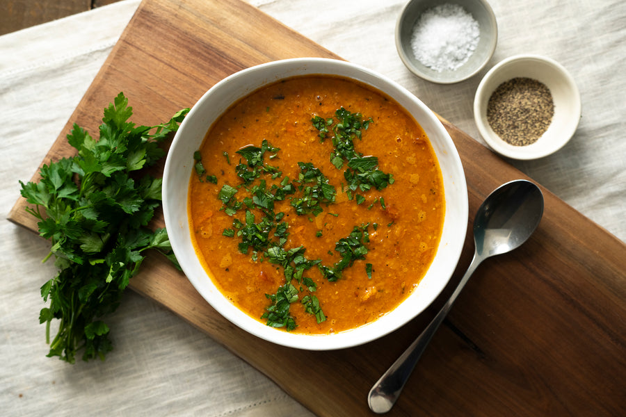Roasted Tomato Red Lentil Soup