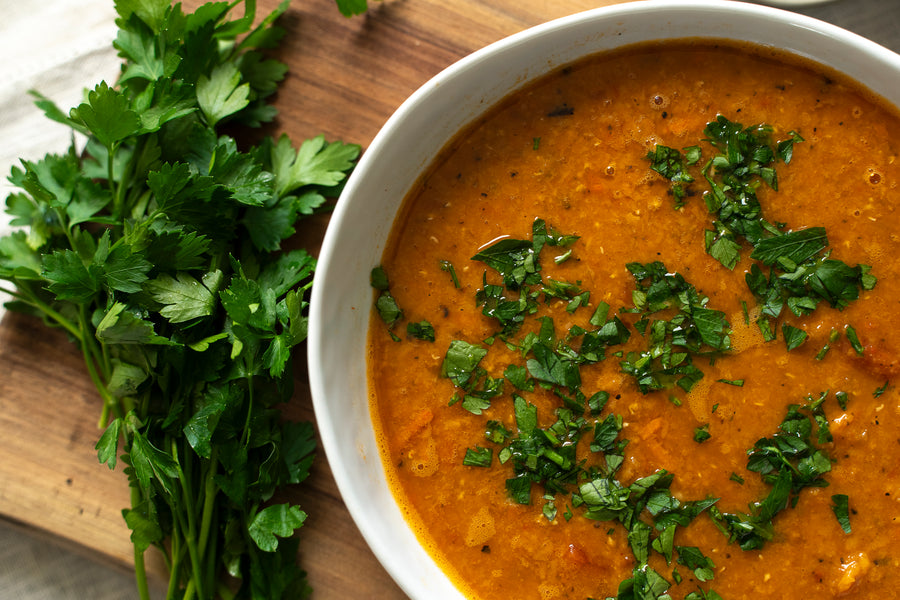 Roasted Tomato Red Lentil Soup