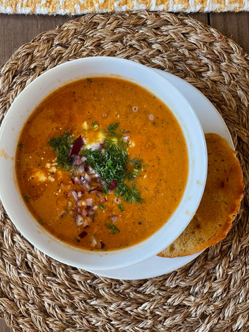 Roasted Tomato Red Lentil Soup